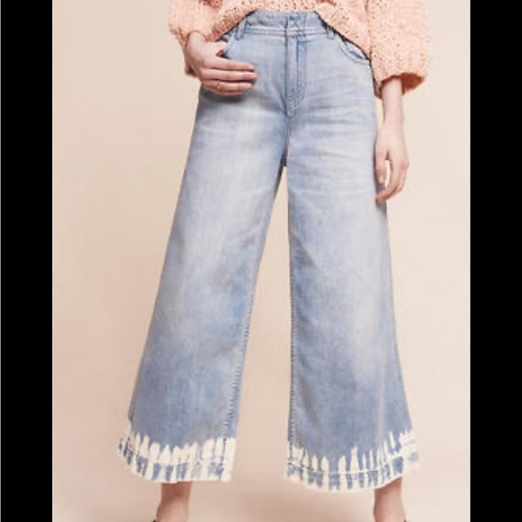 Anthropologie Pilcro High Waist Bleached Wide Leg Culottes Crop Jeans 31 - Picture 1 of 10